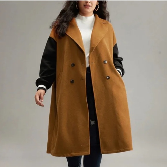 BloomChic Patchwork Contrast Trim Coat - Picture 1 of 11